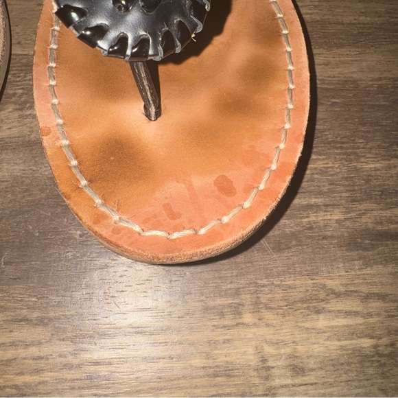 Jack Rogers Black and Tan Whipstitch Leather Sandals - Picture 3 of 6